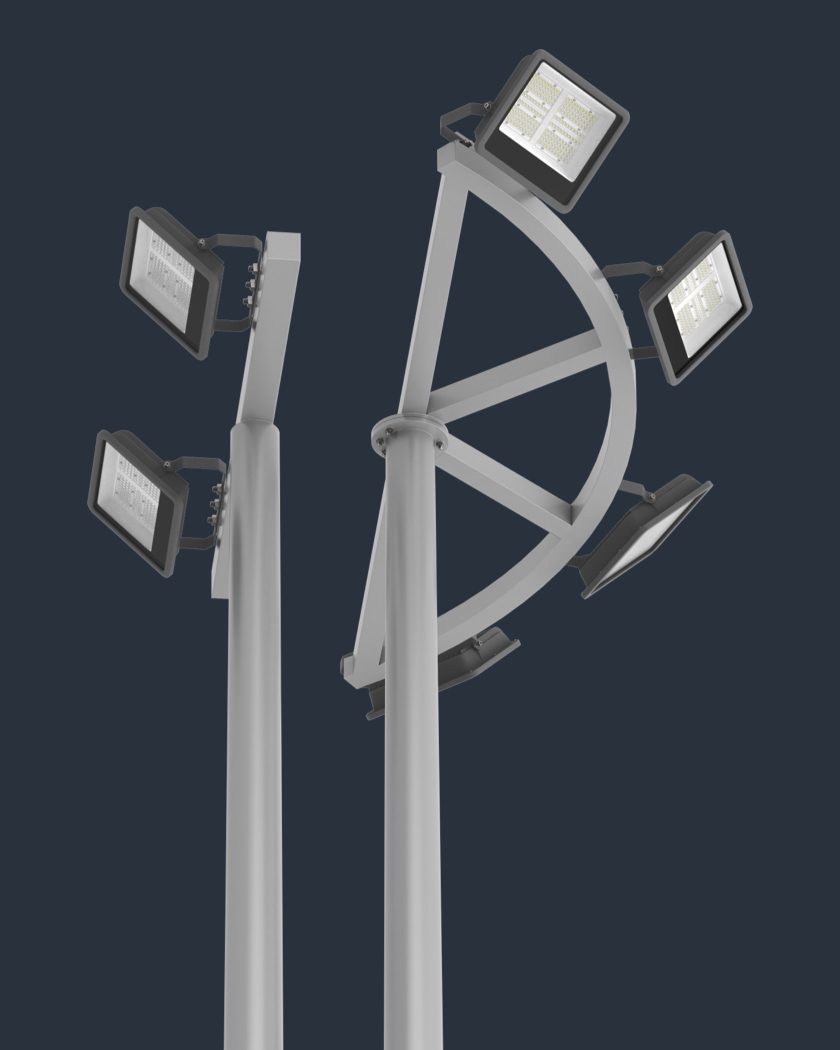 Golden Bright Octagonal Flood Lighting Pole